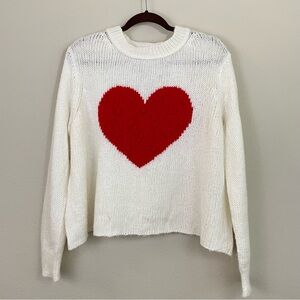 Wooden Ships Heart Print Wool Mohair Crewneck Sweater Size S/M‎